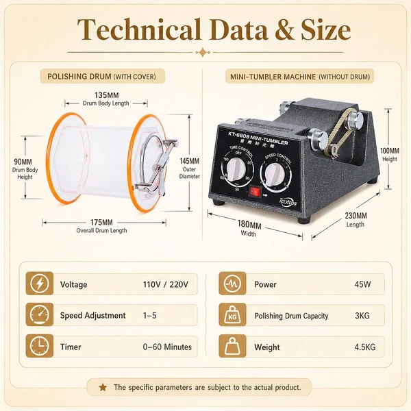 kt-6808-mini-rotary-tumbler-technical-data-size kt-6808-mini-rotary-tumbler-technical-data-size